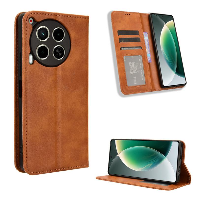 Flip Cover For Tecno Camon 30 4G/Camon 30 5G Leather Case [Flip Vintage Leather] Shockproof Durable Retro Phone Case