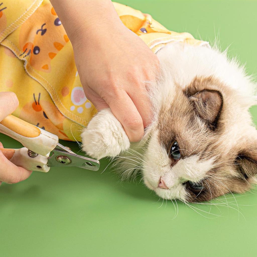 27.5 Inch Cat Grooming wrap Velcro Fabric for Cats Cat wrap for Cutting Nails Pet Grooming Adhesive Restraint Cloth for Calming Anti-Runaway Scratch