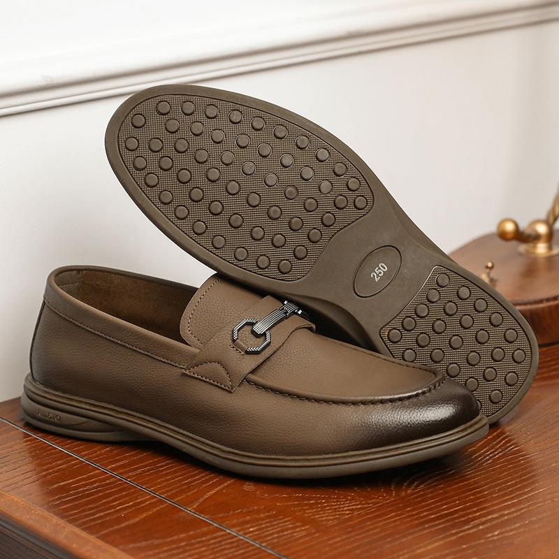 Desai Birinci Katman İnek Derisi Erkek Ayakkabıları İş Elbisesi Yumuşak Tabanlı Loafer'lar Retro İngiliz Deri Ayakkabılar Tek Pedallı Erkek Ayakkabıları