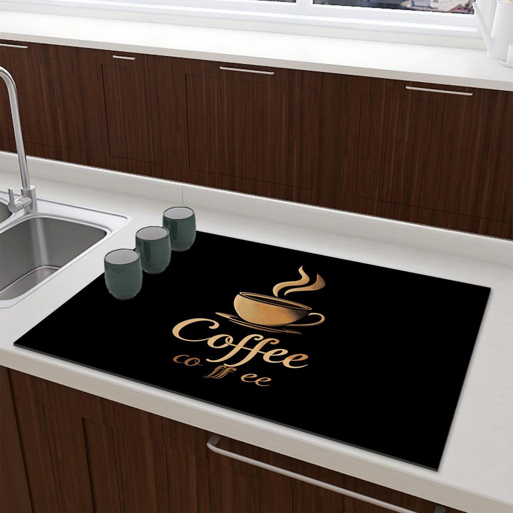 Kaffeemaschinenmatte Wasserdicht Küchen Geschirrtrockenmatten Rutschfeste Abtropfmatte Schnelltrocknend Geschirr Wasserhahn Essgeschirr Teppich