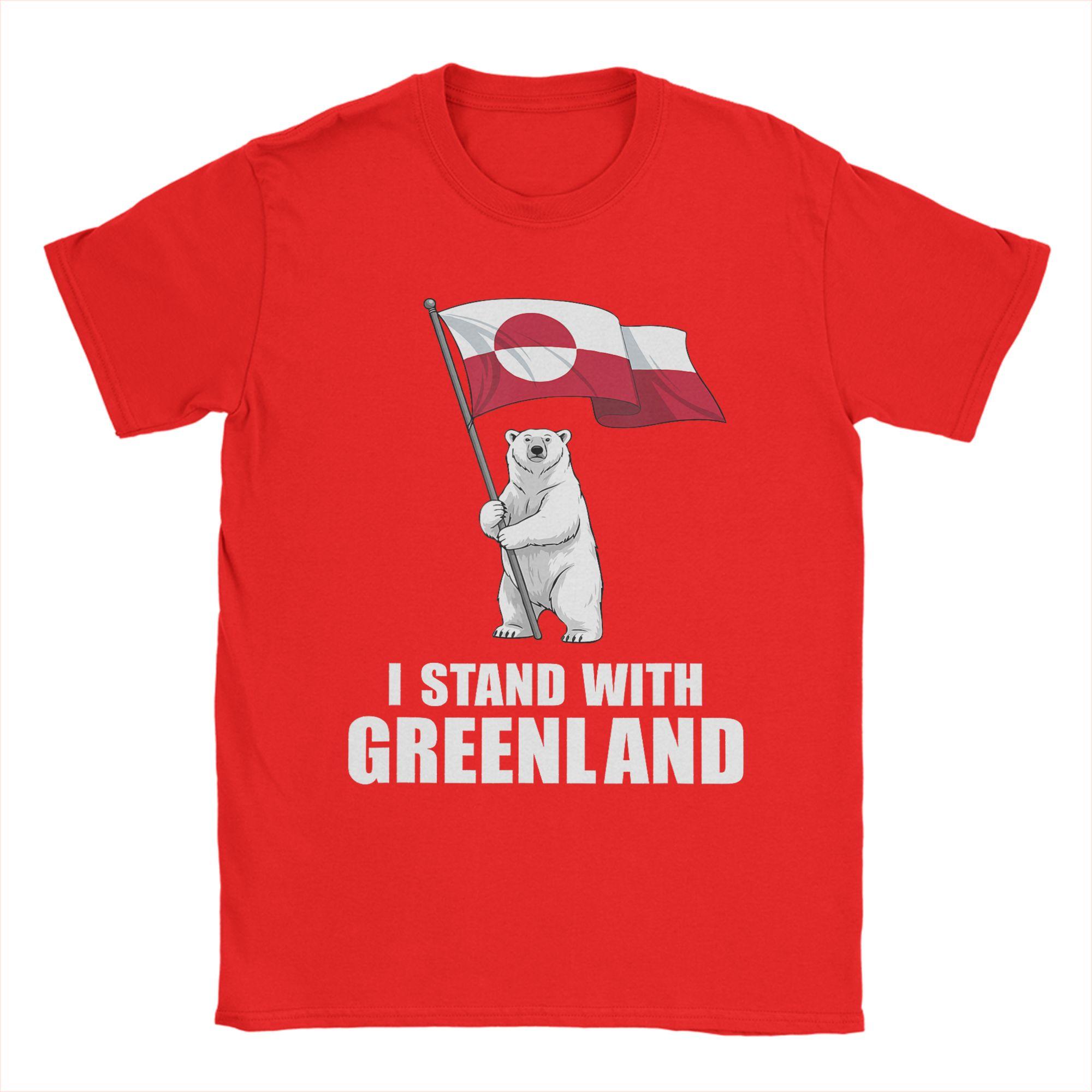 I Stand with Greenland Flag Bear Kalaallit Greenlanders 100 Cotton T Shirt For Men TShirts ONeck Tees Oversized Hot Sale Tops S
