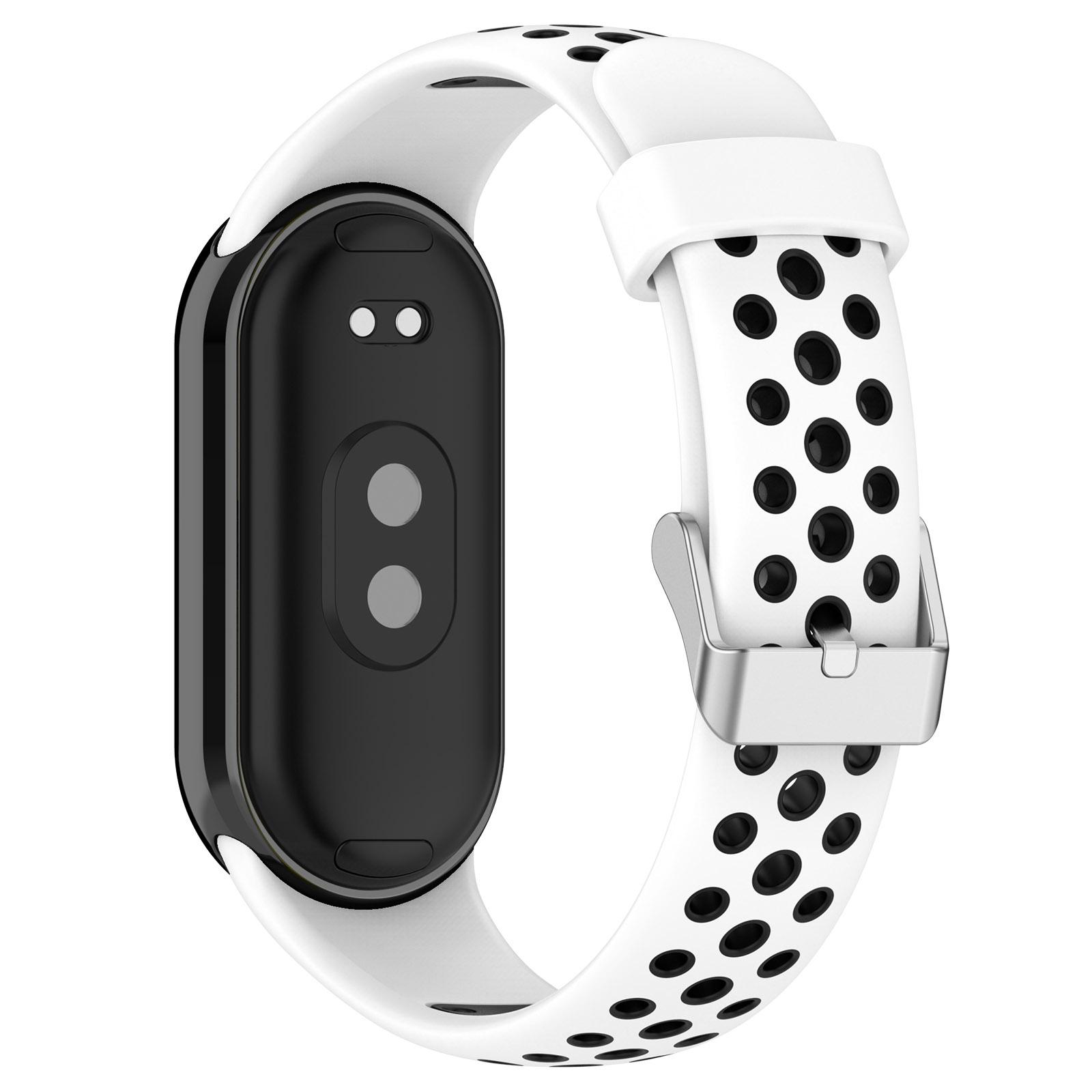 

Для Xiaomi Smart Band 9 NFC/9/8 NFC/8 Ремінці для годинника Силіконовий ремінець з нержавіючим сталевим з єднувачем White Black