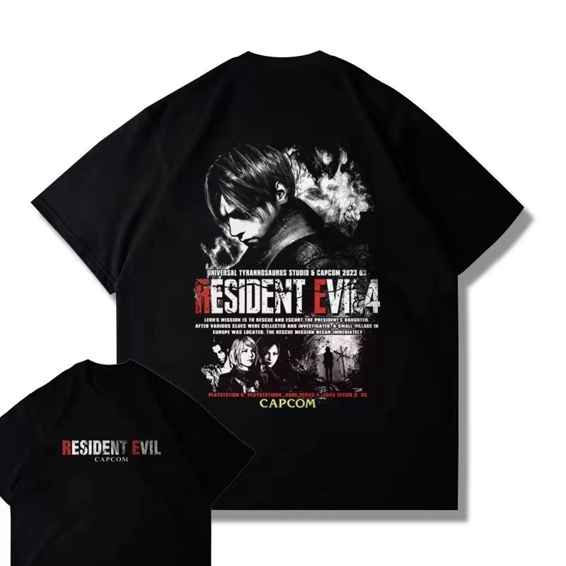 Capcom Games PS5 Resident Evil 4 Remastered Short Sleeve T-Shirt Men's and Women's Clothing Printed Harajuku Y2k Top