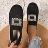 Fashion Rhinestone Mesh Knitted Loafers for Women Mesh Breathable Slip-On Casual Flats Woman 2025 Autumn Soft Sole Walking Shoes Ladies
