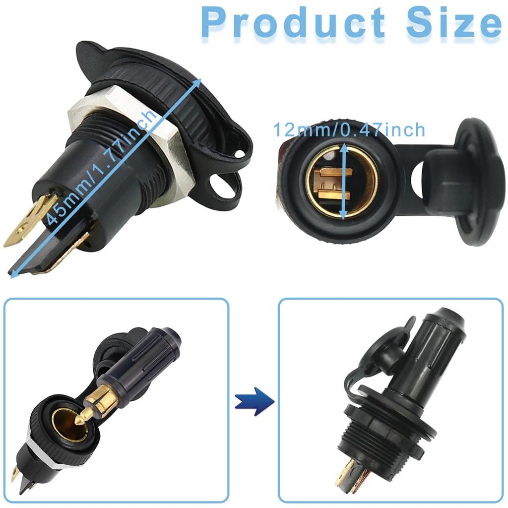 Xiatiaosann 2pcs DIN Cigarette Lighter Socket 12V Power Socket Replacement for DIN Hella for BMW Motorcycles and European Standard Vehicles Plug,