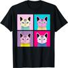 Pop-Art Cat Illustrated T-Shirt for Men Women Kids