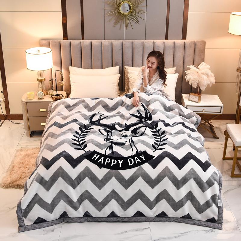 Double-Layer Thickened Fleece Blanket for Single or Double Use Autumn/Winter Cover Blanket