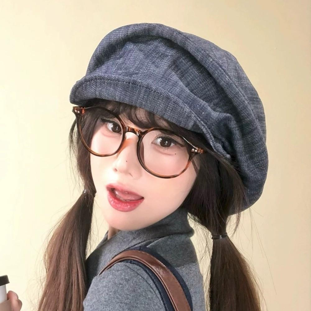 Japanese Denim Beret Cloth Pleated Painter Hat Vintage Octagonal Cap  Outdoor