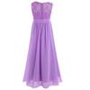 Girls Sleeveless Lace Chiffon Flower Wedding Bridesmaid Dress Junior Ball Gown Formal Party Pageant Maxi Dress