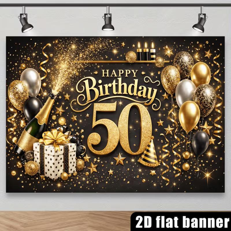 2D Sparkle Confetti Gift Box 50th Birthday Photography Background Cloth