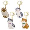 Meow Siamese Cat Keychain Dog Fortune Cat Pendant Penguin Access Card Holder  Hanging Accessory