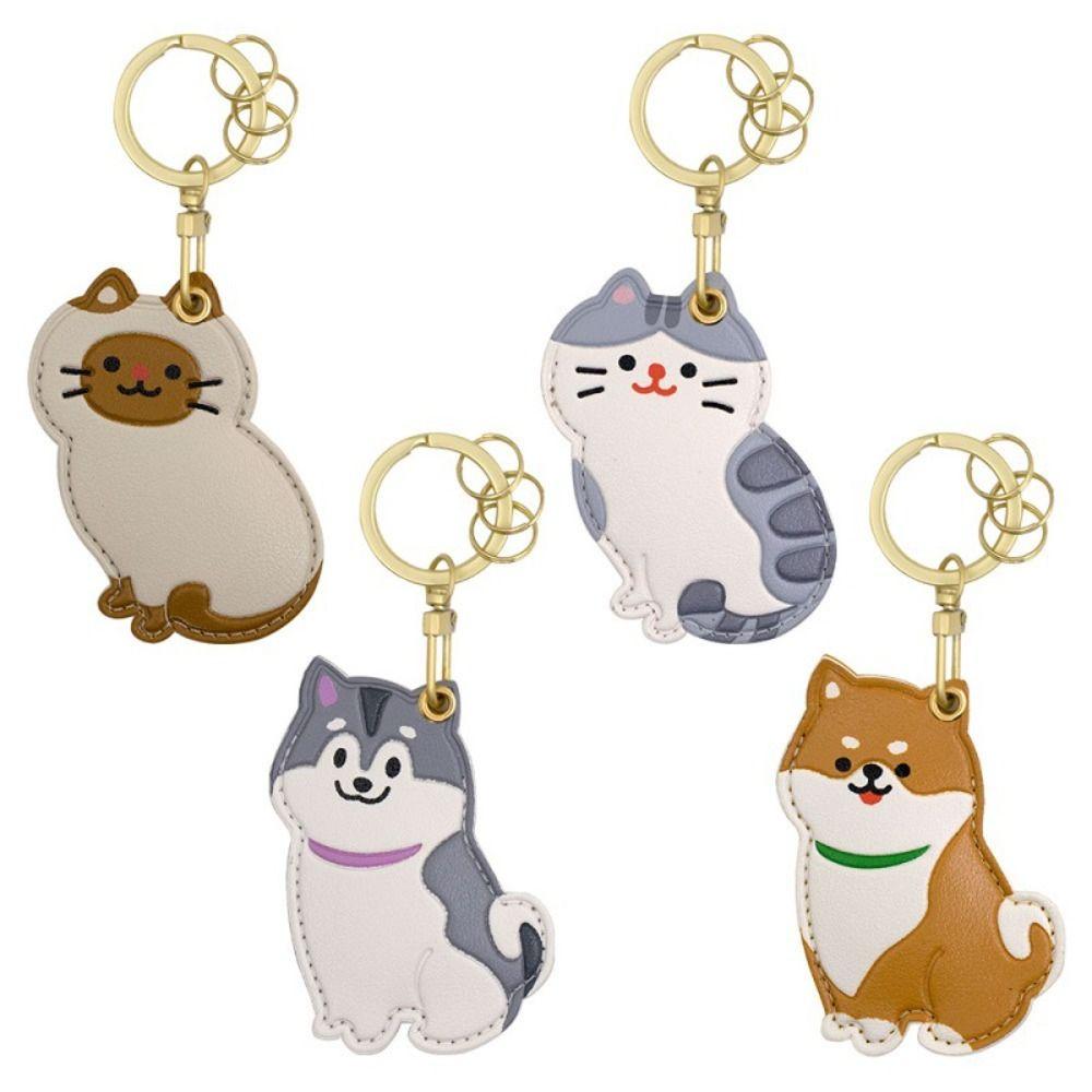 Meow Siamese Cat Keychain Dog Fortune Cat Pendant Penguin Access Card Holder Hanging Accessory
