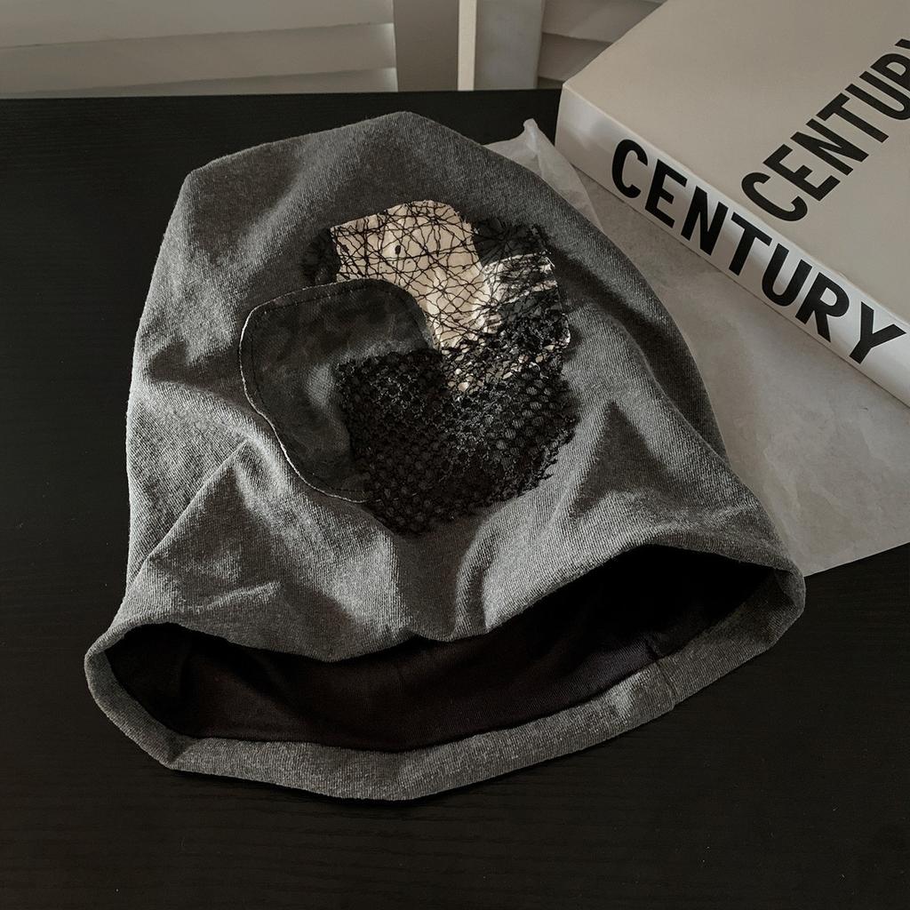 Niche retro cloth stickers stacked hat women's summer thin loose face small cold hat versatile big head circumference bag head hat