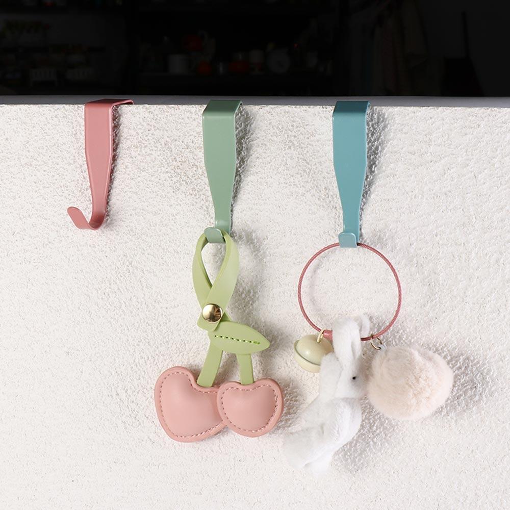 4pcs Punch Free Door Back Hook Carbon Steel Cabinet Storage Rack Closet Hook Coat