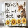 Lovely Farm Donkey Sunflower Shower Curtain Printed Fabric Bathroom Decorative Shower Curtain Home Curtain With Hooks