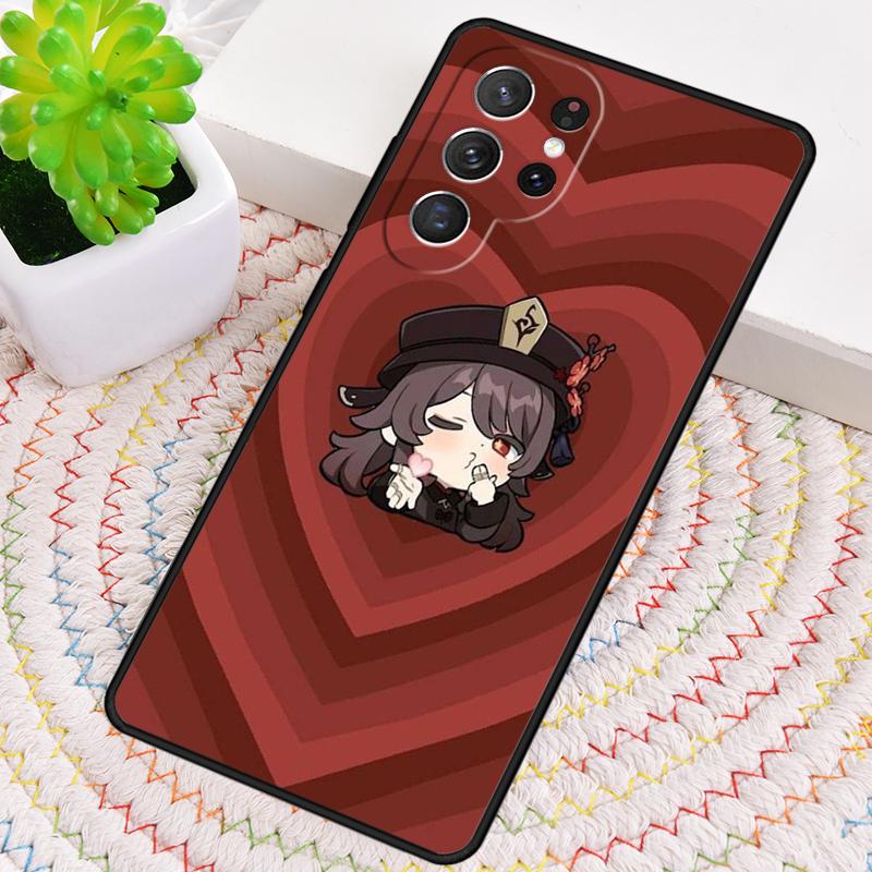 Hu Tao Genshin Impact chibi Silicone Phone Case For Samsung Galaxy note 10 pro S26 S25 S24 S23 S22 S21 Plus S25Ultra Capa Cover