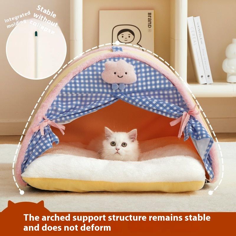 Heated Pet Tent House Winter Warm Cushion Bed for Cats Puppies
