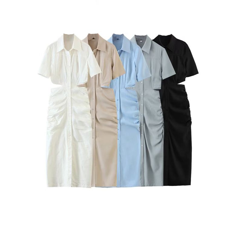 Kaslead New Arrival Women's Clothing Fashion Style Fashion Minimalist Short Sleeve Midriff Outfit Long Dress