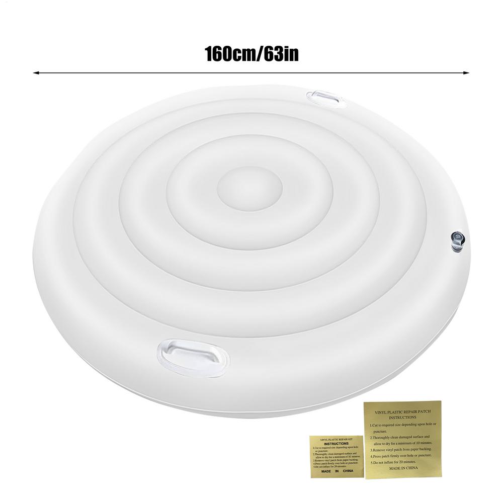 

Hot Tub Cover 5.25ft Round Inflatable Hot Tub Cover Round Foldable Replacement Part with Handle Insulated Lid Protector for Home