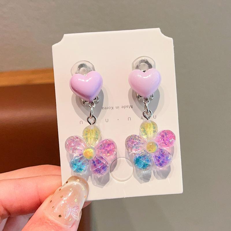 Children'S Ear-Free Ear Clips, Cute Girls' Pain-Free Earrings, Earrings, Cartoon Cartoon Girl Earrings, Jewelry.