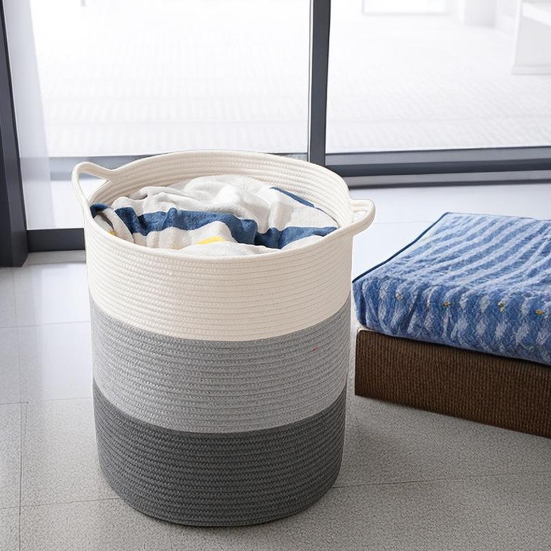 Korb aus gewebtem Baumwollseil im nordischen Stil für Wäsche, Spielzeug und Aufbewahrung