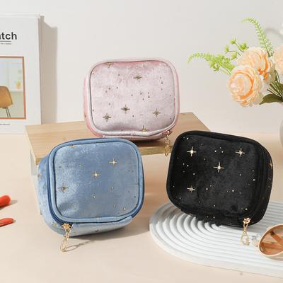 Mini Borsa Cosmetica Quadrata Carina da Donna Portatile per Auricolari, Rossetto, Salviette Igieniche, Piccole Borse con Zip per Trucco