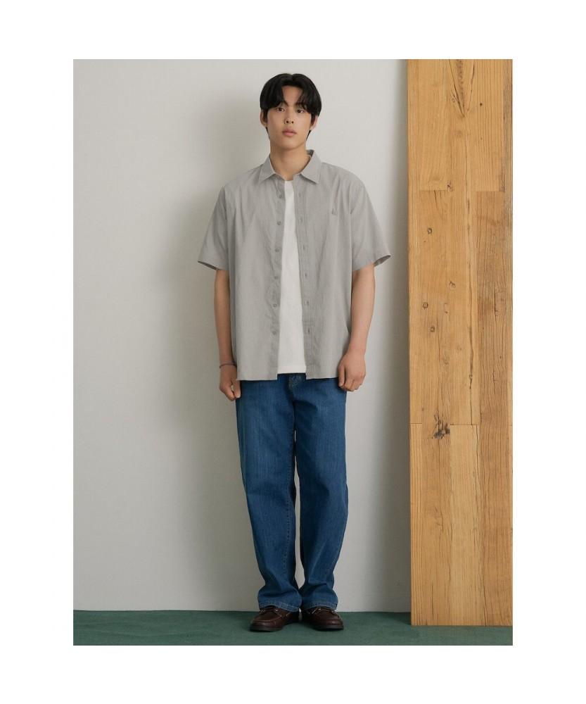 Binpolmen Solid Short Sleeve Shirt Light Gray