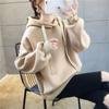 Hooded sweater women's autumn and winter raw loose girlfriends clothes fleece thickened top