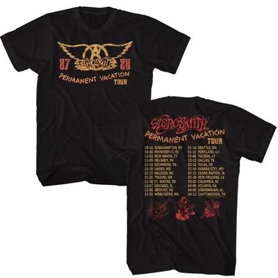 Aerosmith Permanent Tour 87-88 Music T-shirt Tops Tees Men's Women's Unisex