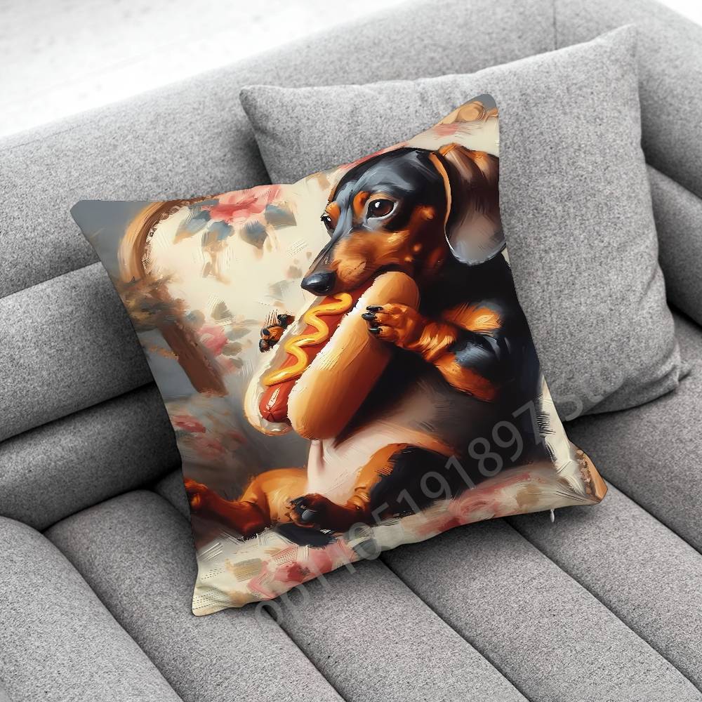 Dachshund Sausage Dog Puppy Christmas TREE Throw Pillow Case For 45*45cm 40cm 30cm 50cm 55cm Square Home Pillowcase Case