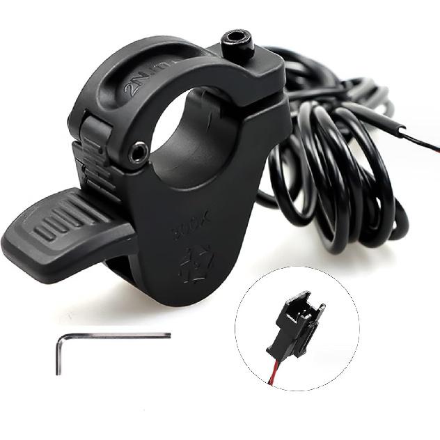 Palcový plyn pro elektrokolo, 12V 24V 36V 48V 60V 72V 3pinový SM konektor Plyn pro elektrokolo pro řídítka 22 mm, 300X Levý a pravý akcelerátor rychlosti, Elektrický
