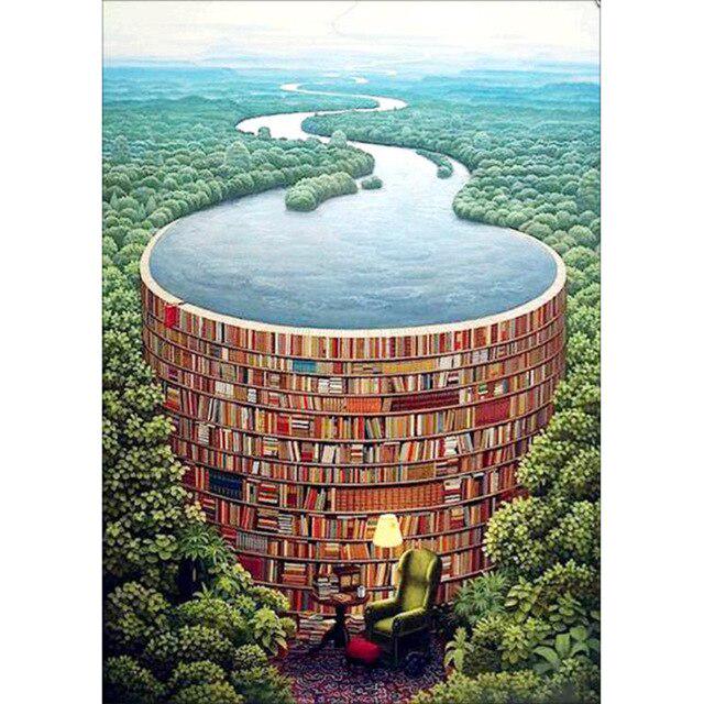 DIY 5D Diamond Painting House Diamond Embroidery Cross Stitch Landscape Lake Full Round Dril