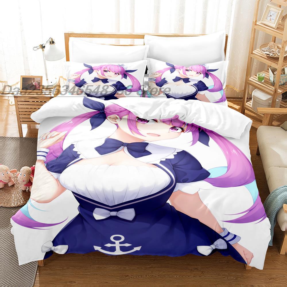 3D Print Anime Kawaii Girls Minato Aqua Bedding Set Single Twin Full Queen King Size Bed Set Adult Kid Bedroom Duvet cover Sets