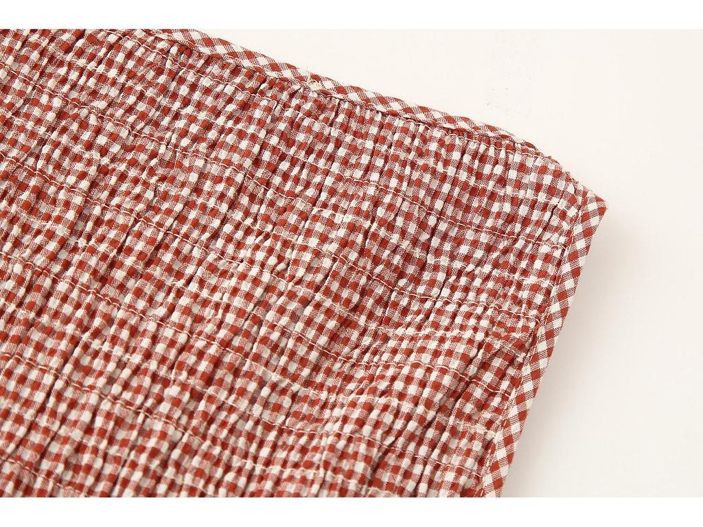 Women's Spring 2025 European & American Style Plaid Midi Dress