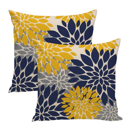 2 Pcs Throw Pillowcase Dahlia Printing Square Cushion Sham Diner Restaurant Hotel Bedroom Office Pillow Cover Machine Washable Zipper Pillowcases