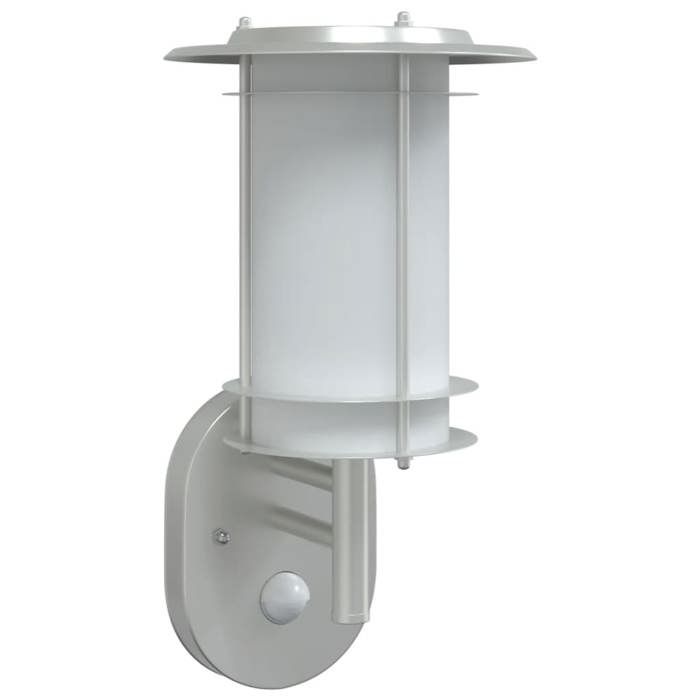 VidaXL Applique murale d'extérieur et capteur argenté acier inoxydable, éclairage mural d'extérieur, lampe murale de jardin, 4006286