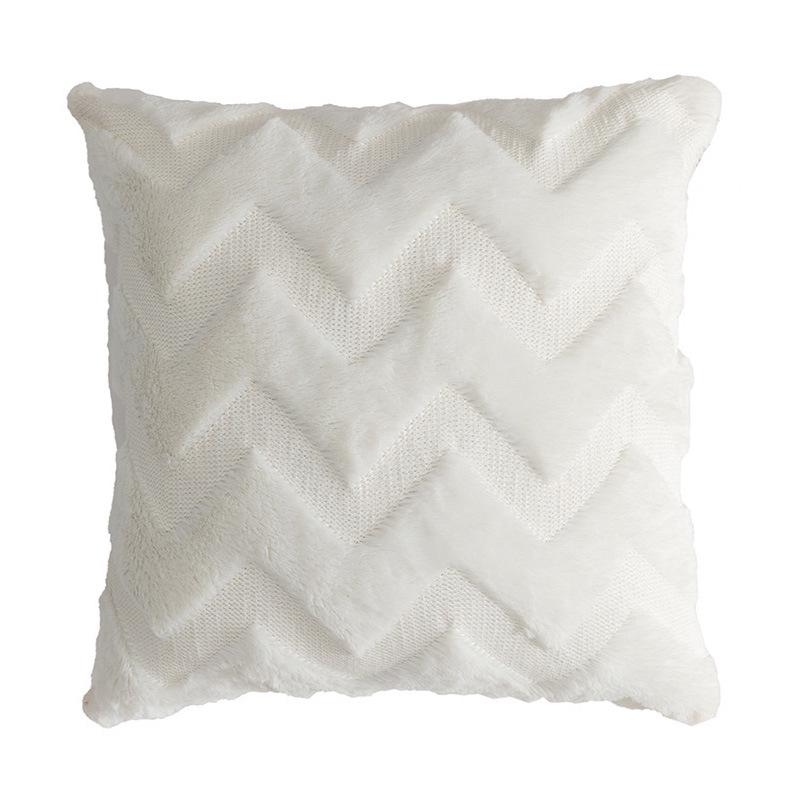 Solid Color Geometric Embroidered Plush Sofa Pillowcase