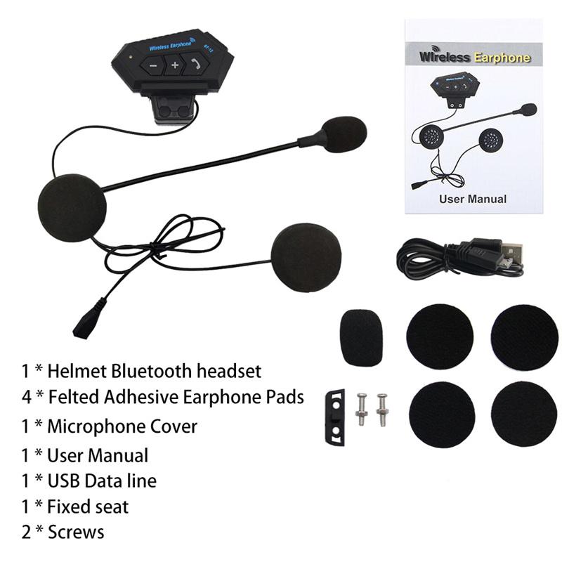Zestaw słuchawkowy Bluetooth do kasku motocyklowego, bezprzewodowy zestaw głośnomówiący, stereofoniczny, wodoodporny, z głośnikiem do odtwarzania muzyki