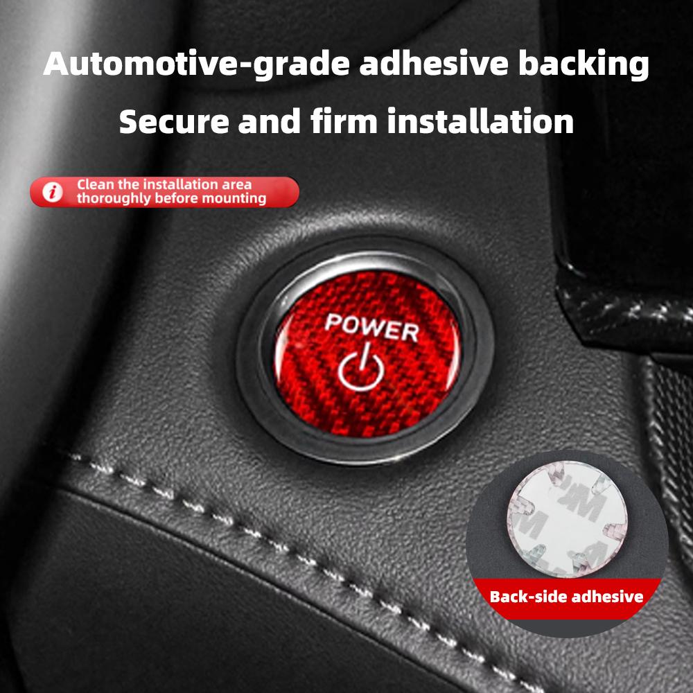 Suitable for Toyota Car One-Touch Start Button Cover, BVNSGH6 Real Carbon Fiber Hard Stop Switch Decorative Cover Interior Sticker, Prius