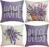 Farmhouse Throw Pillow Cover Flower House Garden Pillow Cushion Case - 4 Pack, Great For Couch Chair Yard Living