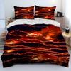 3D Volcano Lava Magma Comforter Bedding Set,Duvet Cover Bed Set Quilt Cover Pillowcase,King Queen Size Bedding Set Adult Child