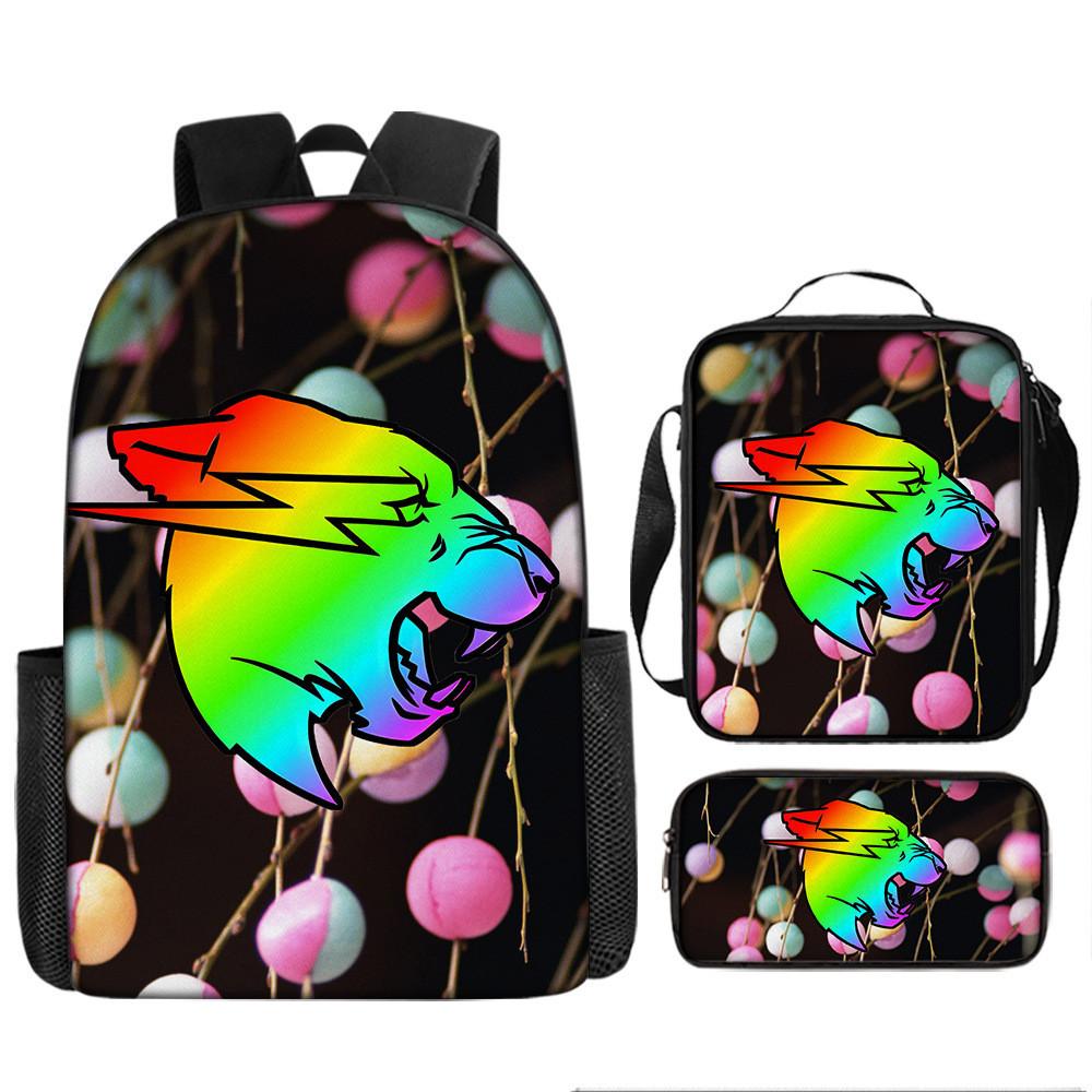 Mr Beast Lightning Cat 3d Print School Backpack With Breathable Oxford Fabric For Kids