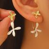 1 Paar Ohrstecker Doppellagig Dreidimensionales Blumen-Design Emaille Gardenienblütenform Ohrhänger für Damen Schmuckzubehör