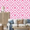 Wallpaper Casual Checkerboard Powder Pink for Living Room and Bedroom 50x1000