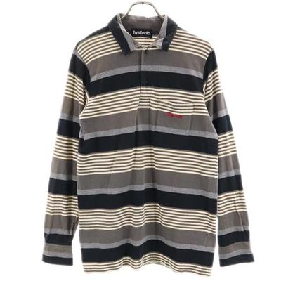 HYSTERIC hecho en Japón Patrón de Rayas Camisa Polo de Manga Larga F Negro para Hombre Usado