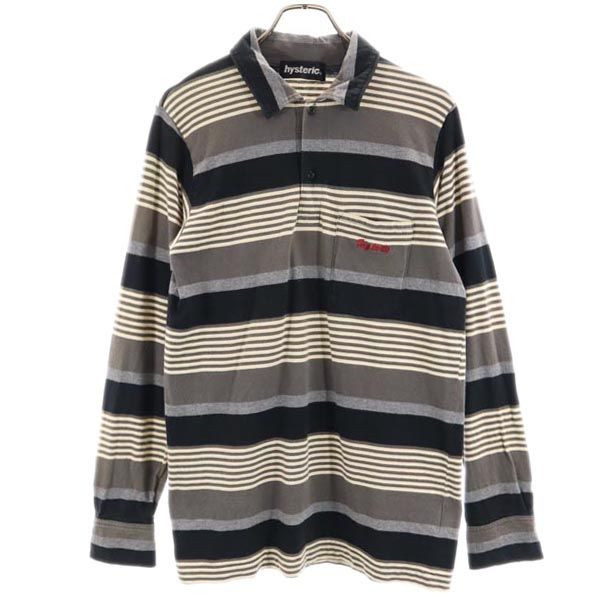 

HYSTERIC made in Japan Border Pattern Long sleeve Polo shirt F Black Men s Used