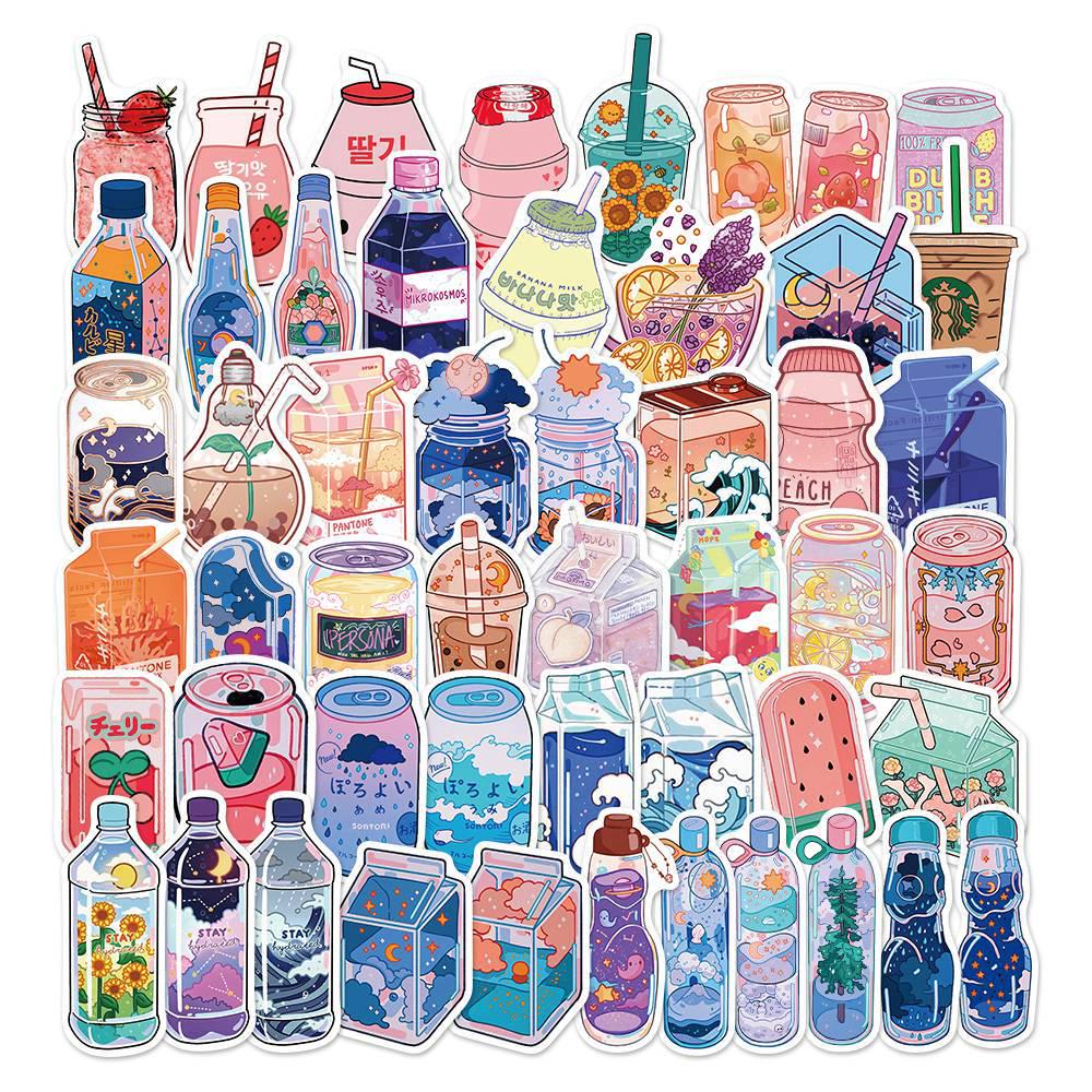 50 Purple Cartoon Graffiti Stickers for Suitcase, Water Bottle, Skateboard, Refrigerator - Waterproof and Mixable Decals