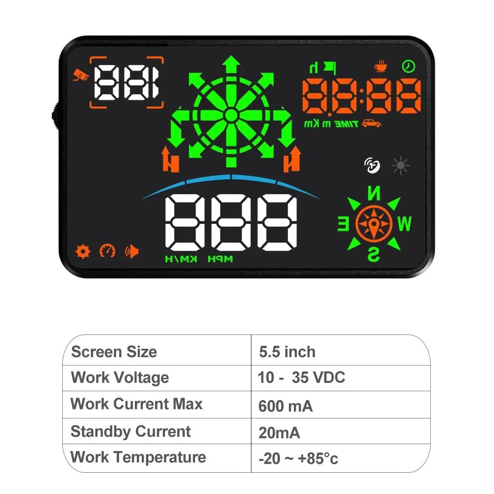 H8 HUD Car Universal GPS Navigation Smart Speed Water Temperature Car Safety Seat Car Head-Up Display Windshield Speed Projector