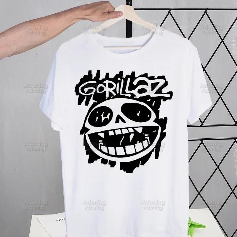 Gorillaz Modern Music Band Cartoon Men's Tshirt Cute Printing Shirt Mens Fashion T-Shirt For Men Casual Tops Short Sleeve
