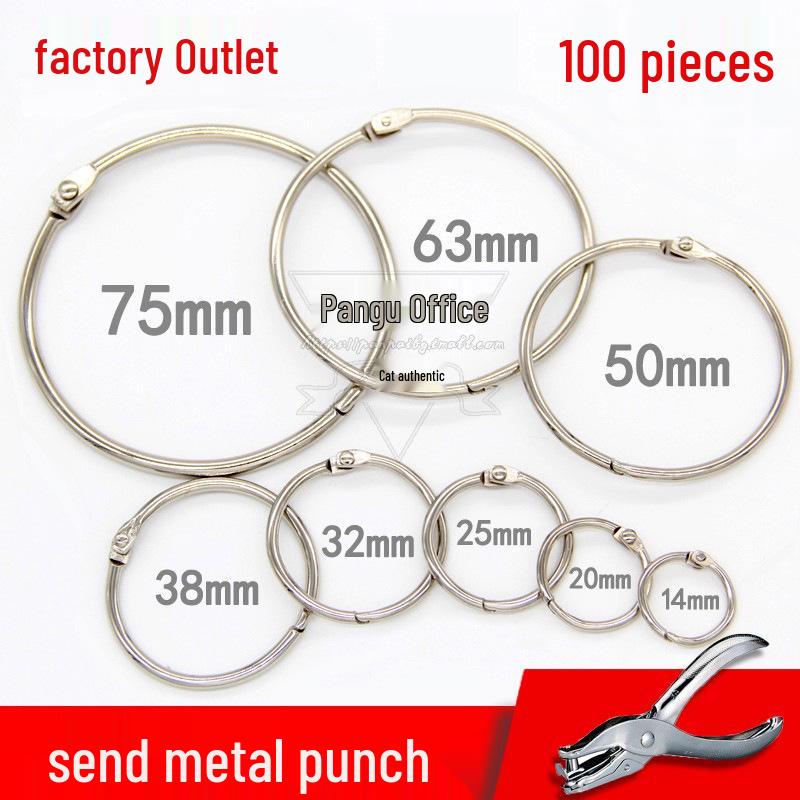 

Set of 100 Loose Leaf Binder Rings, Card, and Book Binding Rings - Iron Coil and Opening Rings. 14mm Diameter (20 pcs) No Gift